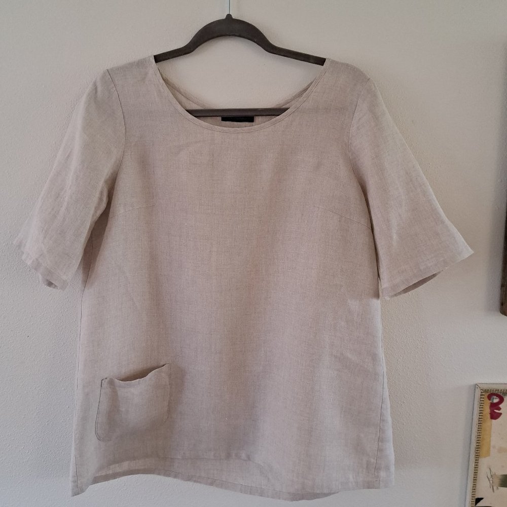 Lan Jaenicke 100% Linen Cream-Colored Tunic Top